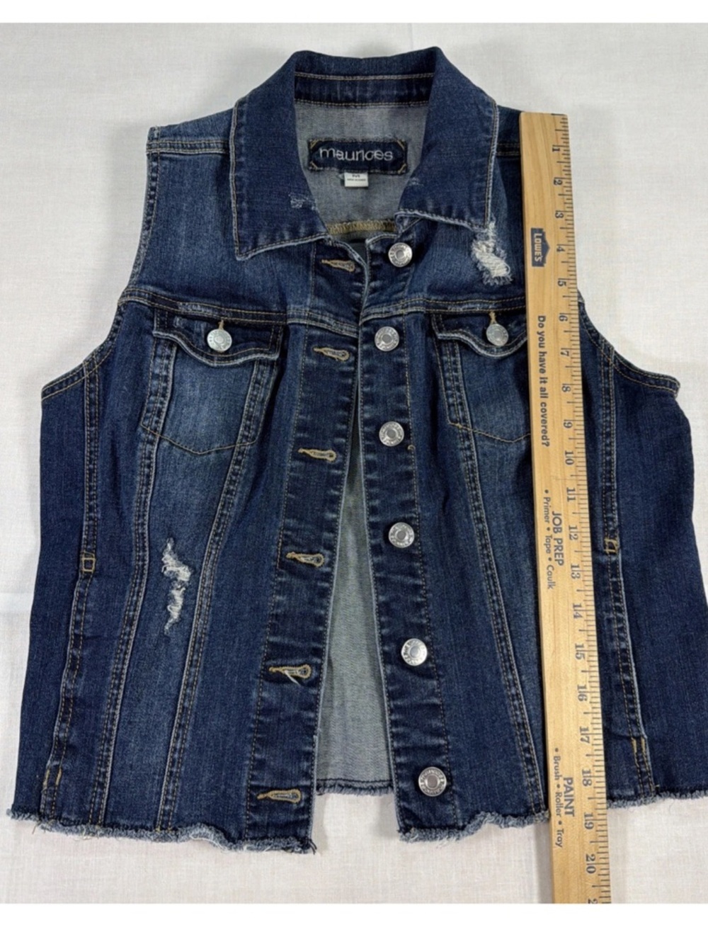 Maurices Blue Distressed Denim Vest Size M Medium Button Down Front Sleeveless - Picture 6 of 12